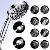 High Pressure Handheld Shower Head with 8 Spray Settings and 2 Spray Modes with Stainless Steel V1237-ZY-528-272