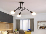 Modern Chandelier Ceiling Light Fixture Industrial Wrought Iron Study Bedroom Living Room Lamp Black V1294-YM0901-3119240086411