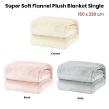 Super Soft Micro Flannel Plush Blanket Single 150 x 220 cm Cream V442-STT-BLANKET-25MICROFLANNELPLUSH-CREAM-SB