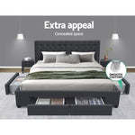 Artiss Bed Frame Queen Size with 4 Drawers Charcoal AVIO BFRAME-F-AVIO-Q-CHA-ABC