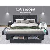 Artiss Bed Frame Queen Size with 4 Drawers Charcoal AVIO BFRAME-F-AVIO-Q-CHA-ABC