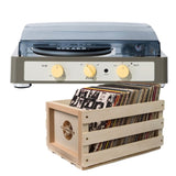 Gadhouse Brad MKII Record Player - Grey Bundled Record Storage Crate V398-GAD0102-BSC