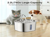 304 Stainless Steel Pet Water Fountain, 2.2L Quiet Drinking Dispenser with Dual Flow Modes, V1341-ZY-ERTPMD6T-B2