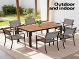 Gardeon 7PCS Outdoor Dining Set Table and Chairs Patio Garden Furniture Bistro Set FF-DINING-7PLW-BK-ABC