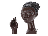 Head Scents Holder Funny Elegant Black Women Head Shaped Resin Home Office Desk Decor for Incense V1294-YM0901-3115260006811