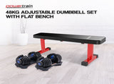 Powertrain 48KG Adjustable Dumbbell Set with Flat Bench BF1-24-BU-2-211