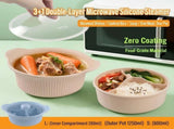 31 Double-Layer Food-Grade Silicone Microwave Steamer with Collapsible Design BPA-Free, V1341-ZY-WUHPLQE8-L-BLUE