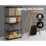 Giantz 3x1.8M Garage Shelving Warehouse Rack Pallet Racking Storage Shelve Black WR-E-9X18-BKX3