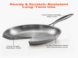 Tri-Ply Stainless Steel Frying Pan, 3 Piece , Cooking Skillet with Heat-Resistant V952-BXGCGSJTBXG8CNBK6001V0