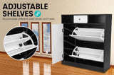Sarantino Shoe Rack Cabinet Wooden Storage Organiser Shelf Cupboard Drawer CBT-090-028-098-BK