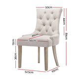 Artiss Dining Chairs Set of 2 Linen French Provincial Beige UPHO-C-DIN470-BGX2