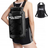 Roll-Top Backpack Dry Bag with Handle for Fishing Boating and Camping Black - L V1308-DSZKI-275-3