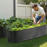 Metal Raised Garden Bed, 8 x 2 x 2 ft Outdoor Galvanized Box, with Open Bottom, Large Oval V952-JSYHZZCTYXSH1MOSLV0