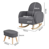 Levede Fleece Rocking Chair with footstool CH1132-GY