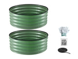Green Fingers Round Raised Garden Bed 2 Pack Galvanised Planter Box Rust Resistant 60x60x30cm Green GB-ROU-6030-GNX2