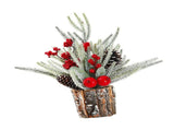 35cm Tabletop Xmas Tree Bark Wooden Barrel Decoration Artificial Bouquet Ornament for Home Hotel V1294-YM0901-3115240094713