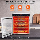 VEVOR 10 Trays Food Dehydrator Machine Stainless Steel 800W Jerky Fruit Drying V952-SPF100548800WDQGIV3