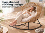 Gardeon Outdoor Egg Rocking Chair Rattan Lounger with Thick Cushion Patio Furniture Natural ODF-ROCK-PAPASAN-NTL-ABC