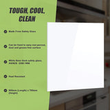 Toughened 90cm x 70cm White Glass Kitchen Splashback V63-828801