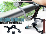 Angle Grinder Belt Sander Attachment Metal Bracket with Three Roller Support for Pipe Tube 360 V1341-ZY-9TSSYUPP-ROUNDTUBESANDERM10
