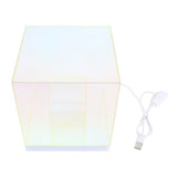 3D Cube LED Table Lamp RGB Colorful Clear Modern USB Square Table Night Light for Bedroom Living V1294-YM0901-3119240149811