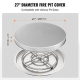 Fire Pit Cover Lid, 27" Portable Firepit Spark Screen,Stainless Steel Steel Metal Cover, V952-HKWZ304BXGYPGMJP5V0