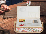 Sewing Basket with Removable Tray, Pin Cushion and Floral Fabric Organizer for Craft Supplies V1188-MS-721-283