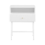 Sarantino Cecil Slender Fluted Bedside Table - White TBL-18F-4YQ-WH