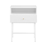 Sarantino Cecil Slender Fluted Bedside Table - White TBL-18F-4YQ-WH