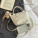 Black Compact PU Leather Crossbody Bag With a pendant- Lightweight Handheld Shoulder Purse with V888-ELOSUNG56245-1