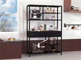 180Cm Tall Bookshelf With Drawers Industrial Bookcase W/ 6 Tiers Storage Shelves V767-JJ-XZ691-V1