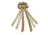 Xmas Tree Topper Wreath Bow Large Red Green Dot Present Bow for Xmas Ornament Holiday Handmade Home V1294-YM0901-3115240099511