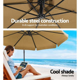 Instahut 3m Outdoor Umbrella w/Base Cantilever Garden Patio Beach Beige UMB-BAN-F-50-48-BG