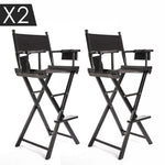 2X Director Movie Folding Tall Chair 76cm DARK HUMOR V274-FT-6015DC-BK2