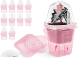 Self-Watering Square Seedling Pot with Adjustable Humidity Dome Semi-Transparent Pink Plastic V1341-ZY-SX33ZBRR-12PCS