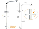 Chrome Dual Square Shower Set 12" Rain Shower Head 3 Function Handheld Rail Arm V1233-C7121SHS002M4CKSS112