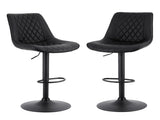Artiss 2x Bar Stools Kitchen Swivel Gas Lift Counter Chair Diamond Leather Black BA-K-799G-BKX2