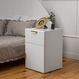 PORTO BEDSIDE TABLE - WHITE - FLUTED - PULL BRASS V164-ECS13WFB03G