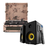 Crosley Voyager Bluetooth Portable Turntable - Floral Bundled Majority D40X Bluetooth Speakers V398-CR8017BMY-FL4