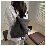 Grey Suede Drawstring Backpack - Lightweight Convertible with Top Handle - Casual Daypack for Women V888-ELOSUNG56322-4