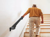 Wall Mounted Stair Handrail, 3665mm Pipe Staircase Handrail, Black Galvanized Aluminum, 32mm Pipe V952-BGSLZYGFS12FAJ1NC001V0
