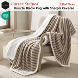 Ardor Carter Striped Boucle Throw Rug with Sherpa Reverse 130x170cm V442-INT-THROW-CARTERBOUCLE-MULTI-RE