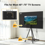 Movable Tripod Floor TV Stand with Wheels & Shelf for 40-75 Inch TVs - Height Adjustable V767-U-Z1998-WT