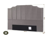 Artiss Bed Head Headboard Double Velvet 138CM - Grey BED-HEAD-WING-D-GY
