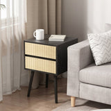 Sarantino Ivan Bedside Table Night Stand - Black Natural TBL-707-5TZ-BKN