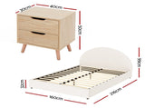 Artiss Gas Lift Queen Bed Frame with Bedside Table Set Boucle Fabric Upholstered Platform Bed BFRAME-SET-ELLA-SCAN-BS01