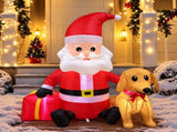 1.2M Inflatable Santa Claus and Dog Christmas Decoration - Light Up Outdoor Yard Display with V888-ELOSUNG55862