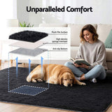 Artiss Floor Rug 160x230cm Plush Area Shaggy Rug Living Room Bedroom Carpet Black FLR-FLU01-160X230-BK