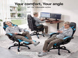 Artiss Gaming Office Chair with 8 Point Message Reline Ergonomic Blue MOC-L-GC-8P-BK-CY