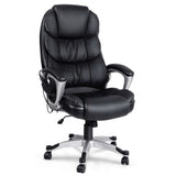 Artiss 8 Point Massage Office Chair Heated Seat PU Black MOC-1237M-BK